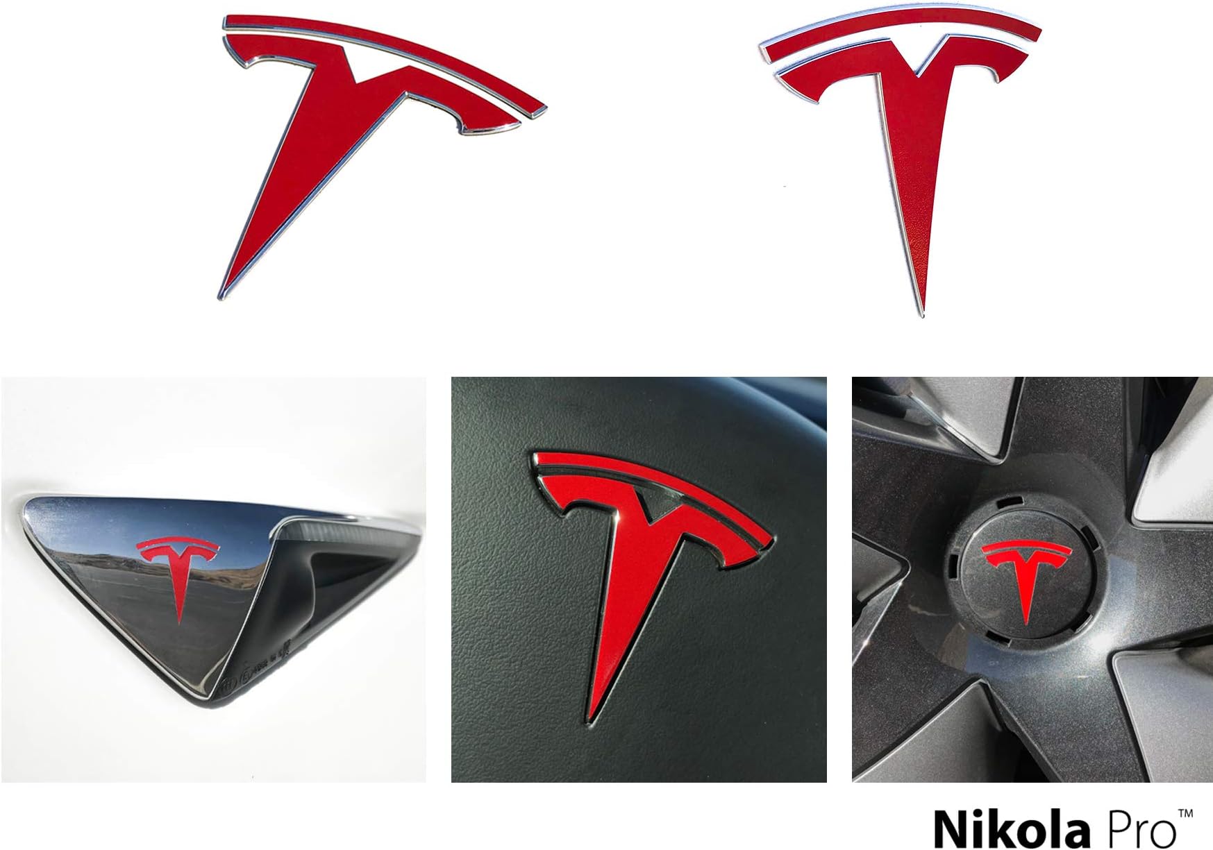 Nikola Pro Tesla Model 3 Logo Decal Wrap Kit (Gloss Red)
