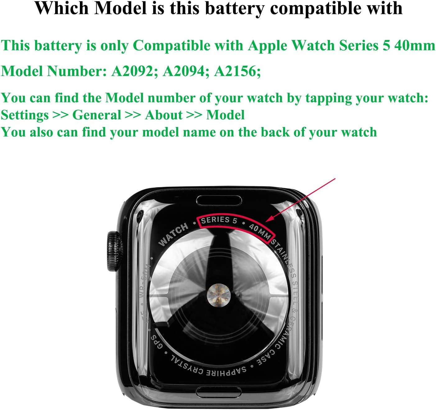 for Watch Series 5 40mm Battery Replacement Kits (New Upgraded) Compatible with Apple Watch 5rd Generation with Installation Manual and Repair Tool Kits