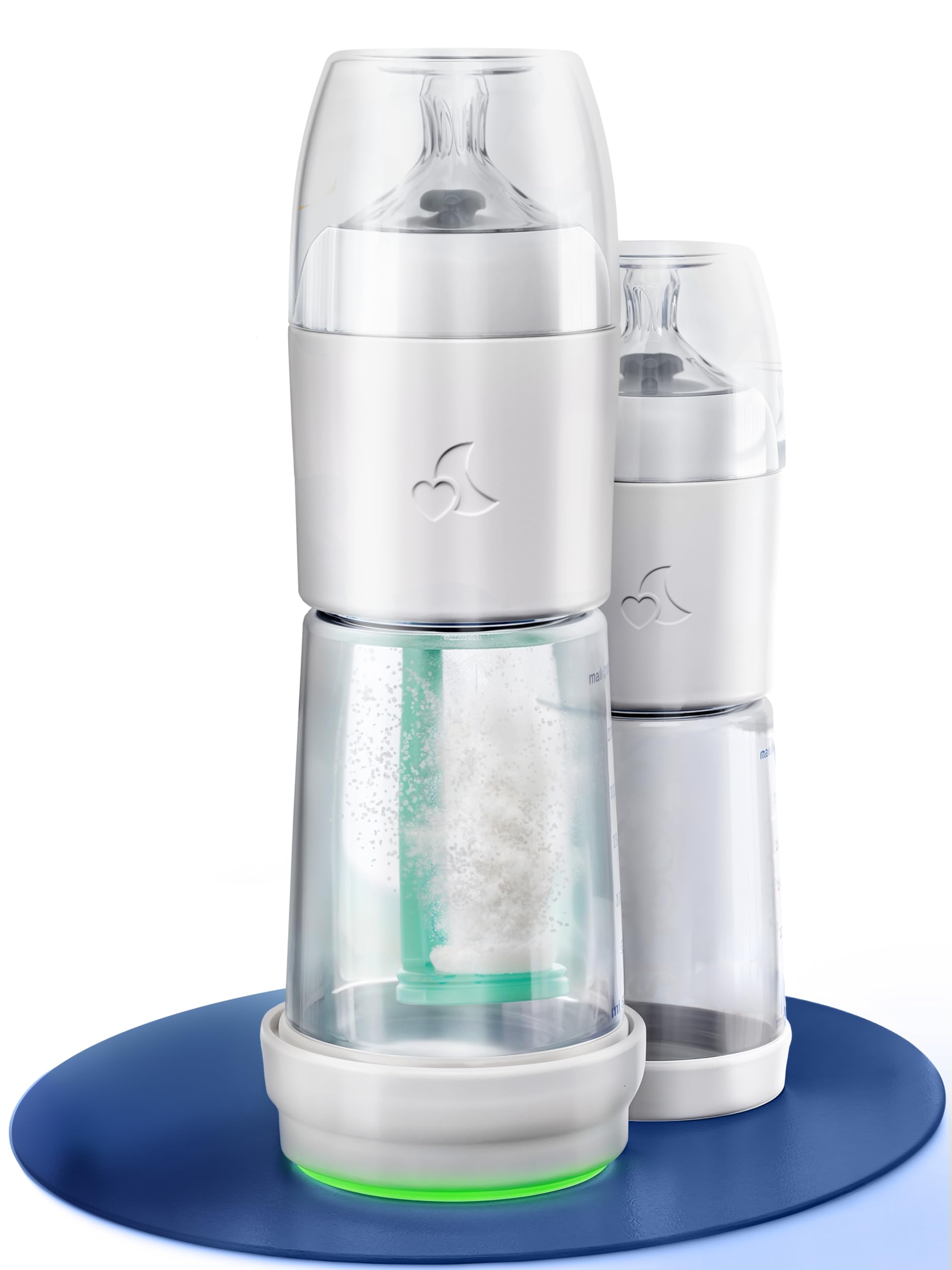 SNOOZI 2er-Set – Baby Nachtflasche mit Flaschenwärmer (2 Flaschen pro Nacht) Babyflasche mit integriertem Milchpulver-Behälter in der Flasche