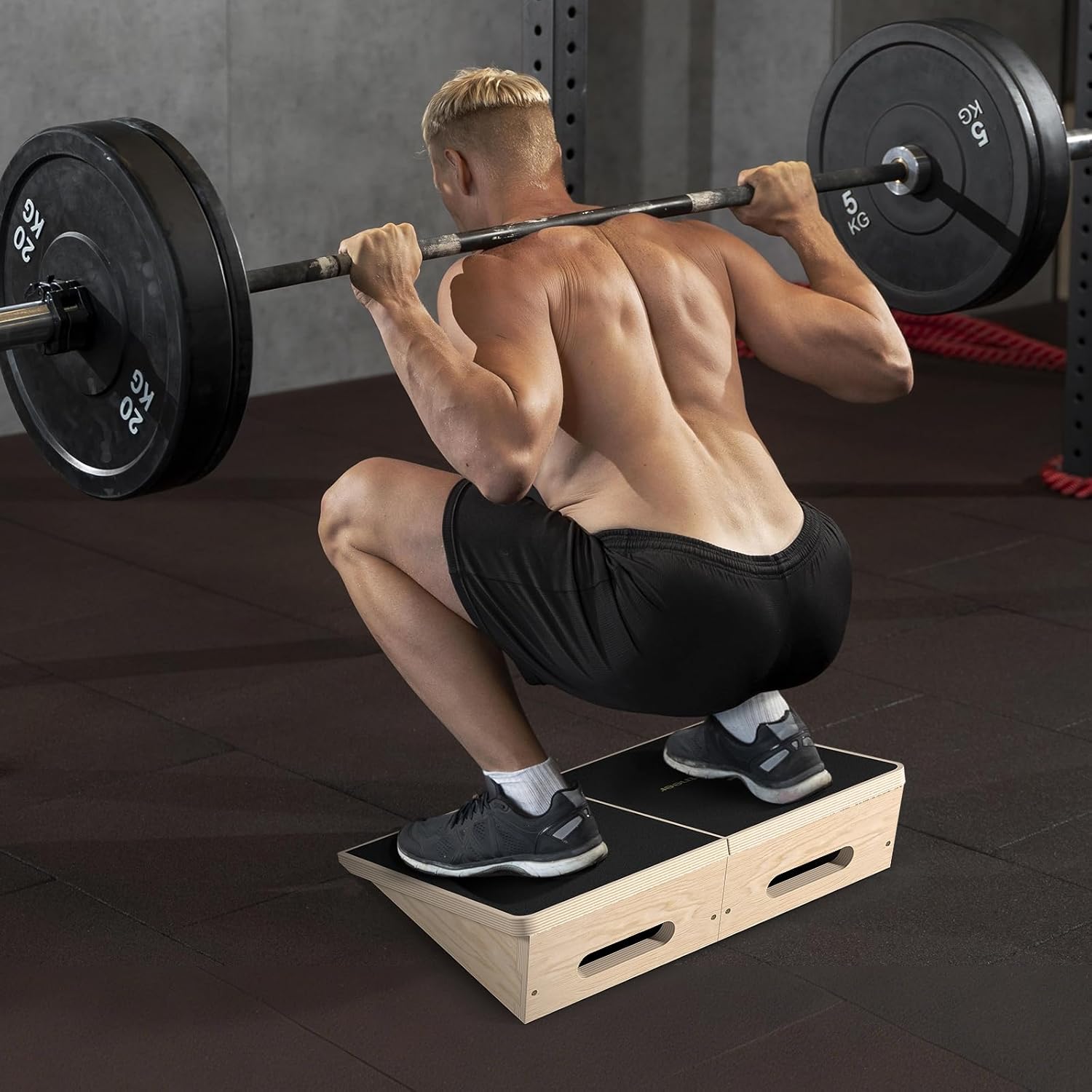 Sportneer Squat Wedge - Squat Wedge Block 1200 LBS - 15°/ 20° Slant Board for Squats Wooden Heel Elevated Board for Squats Weightliting Home Gym Squat Wedge Non-Slip