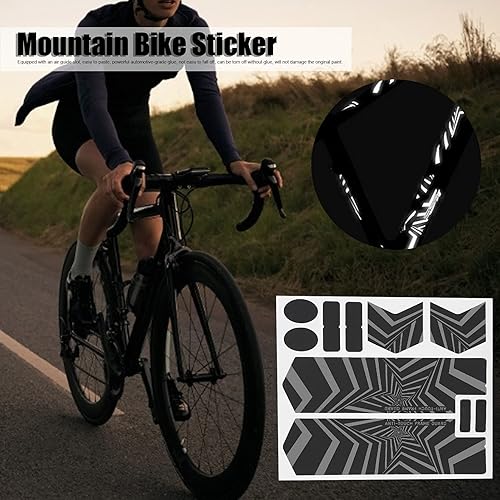 Miniatura 3 de Airshi Adhesivos para bicicleta de montaña, cinta protectora para marco de bicicleta, color negro, gasa de poliuretano, estilo moderno, patrón de