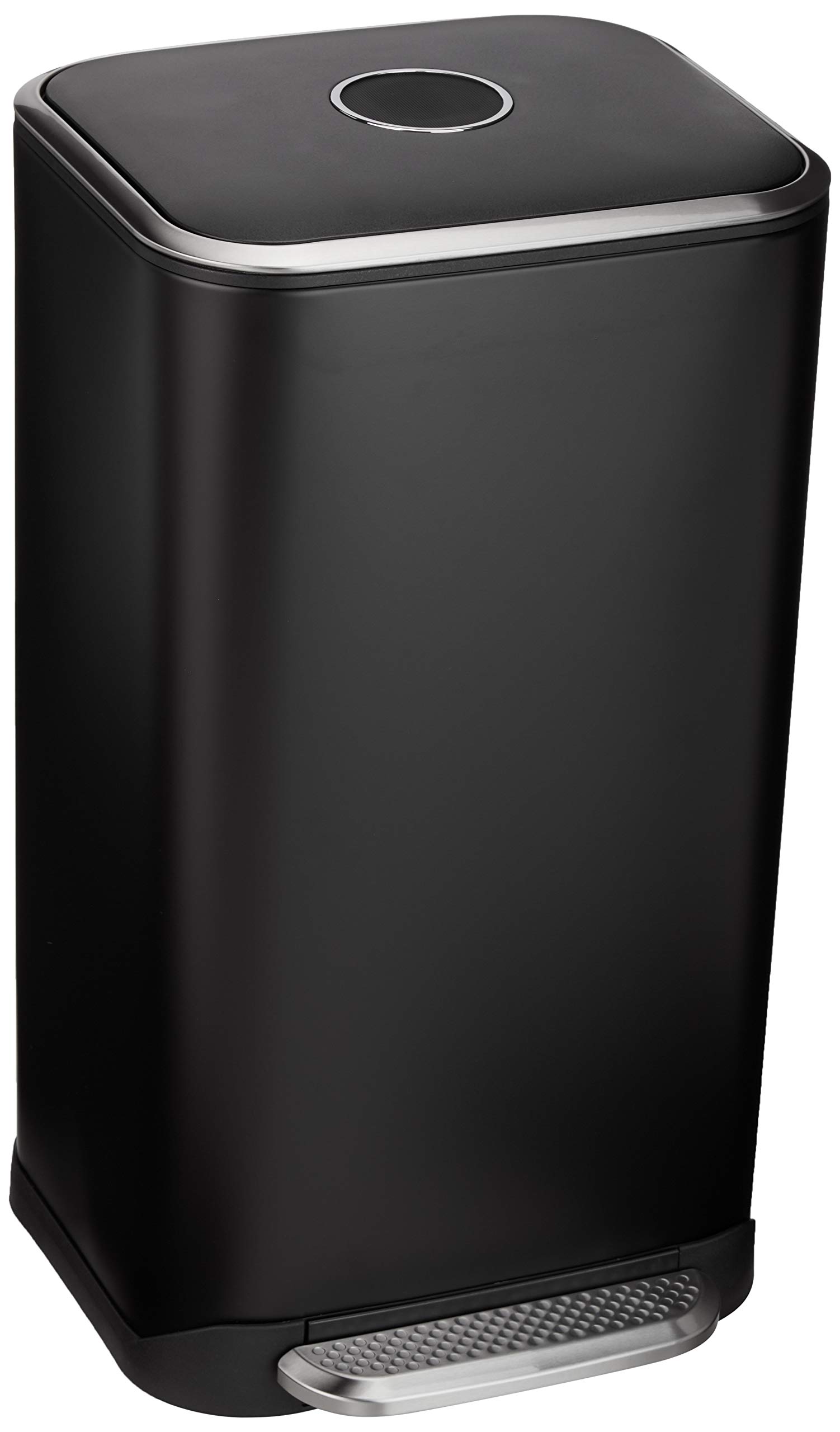 Amazon Basics Metal Rectangular Trash Can With Liner and Soft-Close Foot Pedal, 32 Liter / 8.5 Gallon, BlackAmazon Basics Metal Rectangular Trash Can Wi…