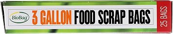 BioBag Premium Compostable Food Scrap Bags, 3 Gallon, 25 Count