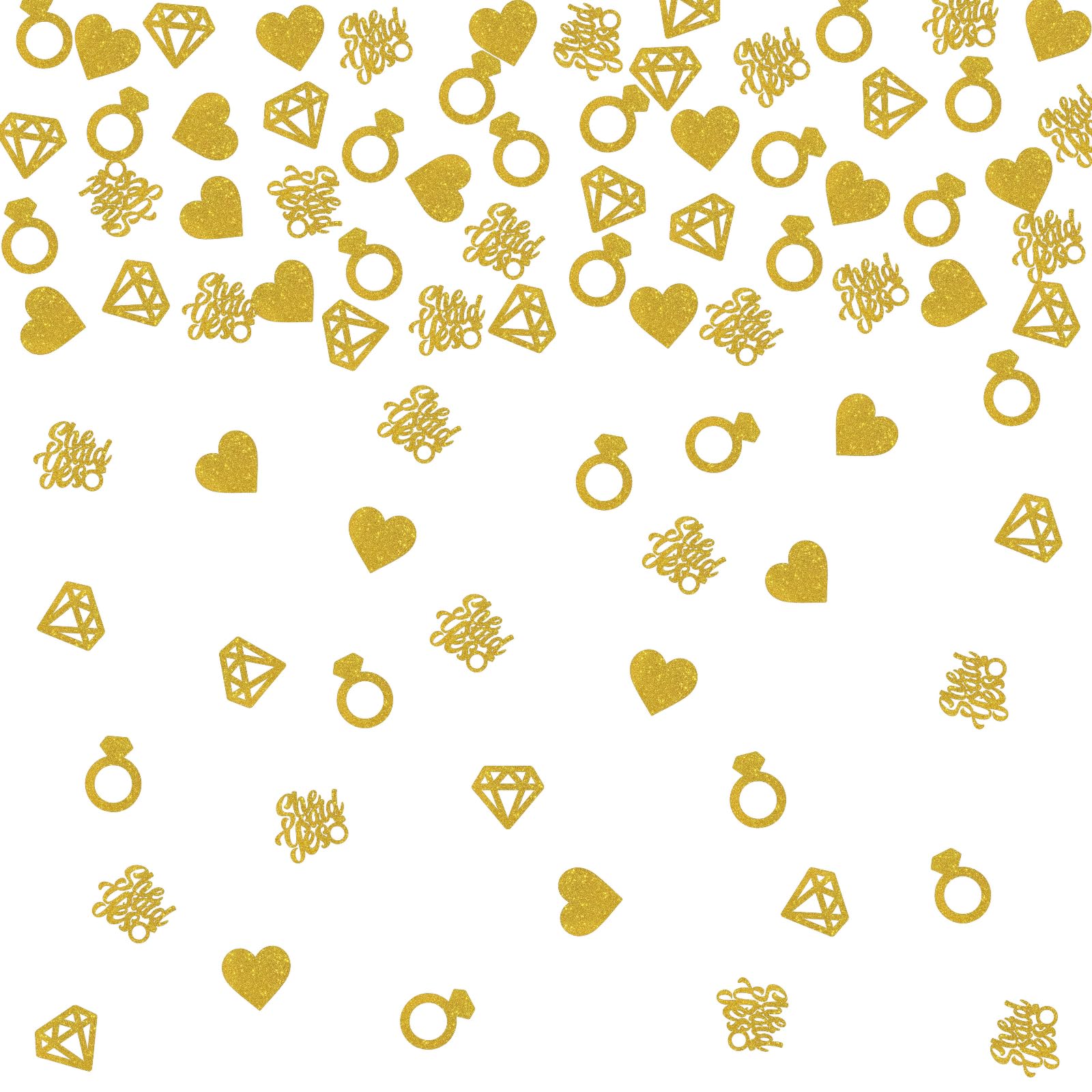 She Said Yes Confetti, Just Engaged, Happy Engagement Proposal Party Supplies Favor, Gold Glitter Diamond Ring Table Decorations Scatters, 120 Pcs