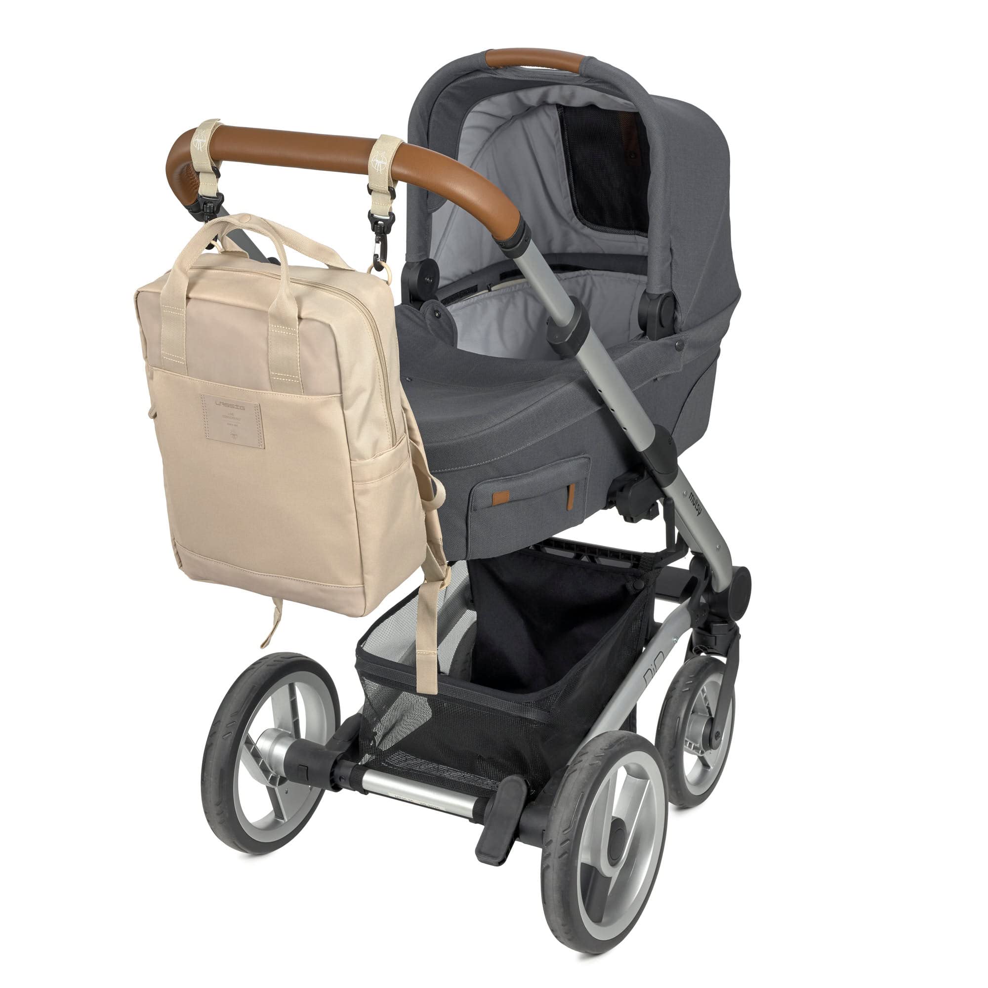 LÄSSIG Plecak do przewijania Torba do przewijania Plecak z przewijakiem, mocowanie do wózka dziecięcego, uchwyt na beron wyprodukowany w sposób zrównoważony/GRE Vividal Backpack Humus