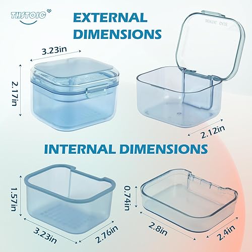 Miniatura 2 de Estuche de dentadura y taza  Soporte de baño de dientes falsos, contenedor de limpieza de dentaduras postizas de viaje para remojar, retener,