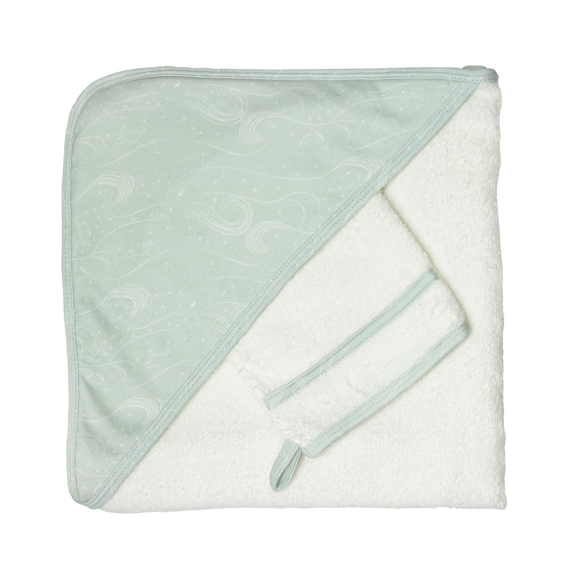 Cape de bain bébé absorbante anti-refroidissement avec capuche et gant
