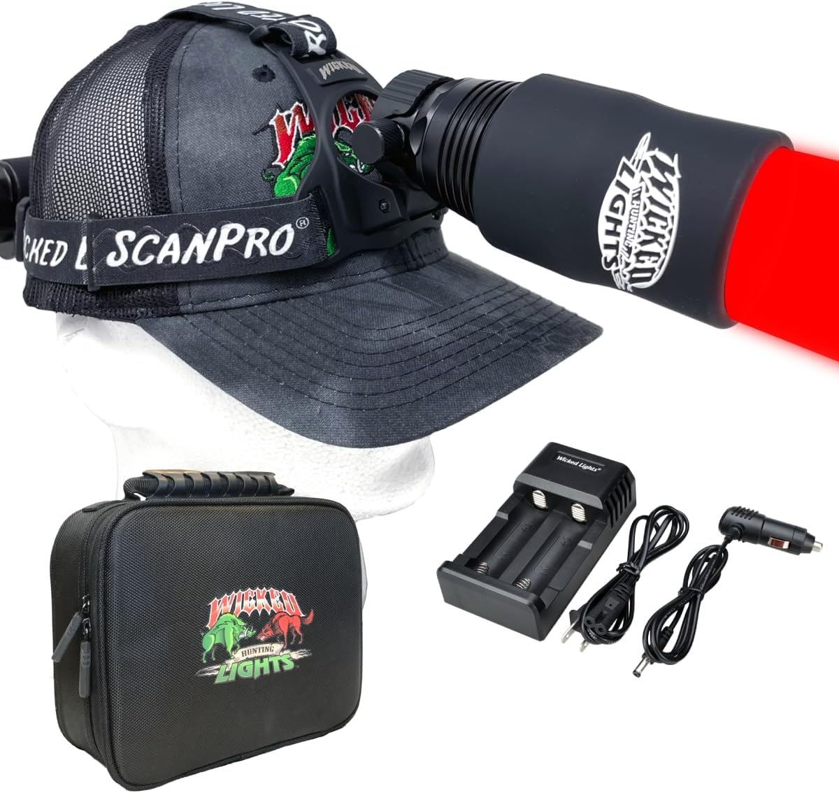 Wicked Lights ScanPro iC GEN4 RED Night Hunting Headlamp Kit W2102