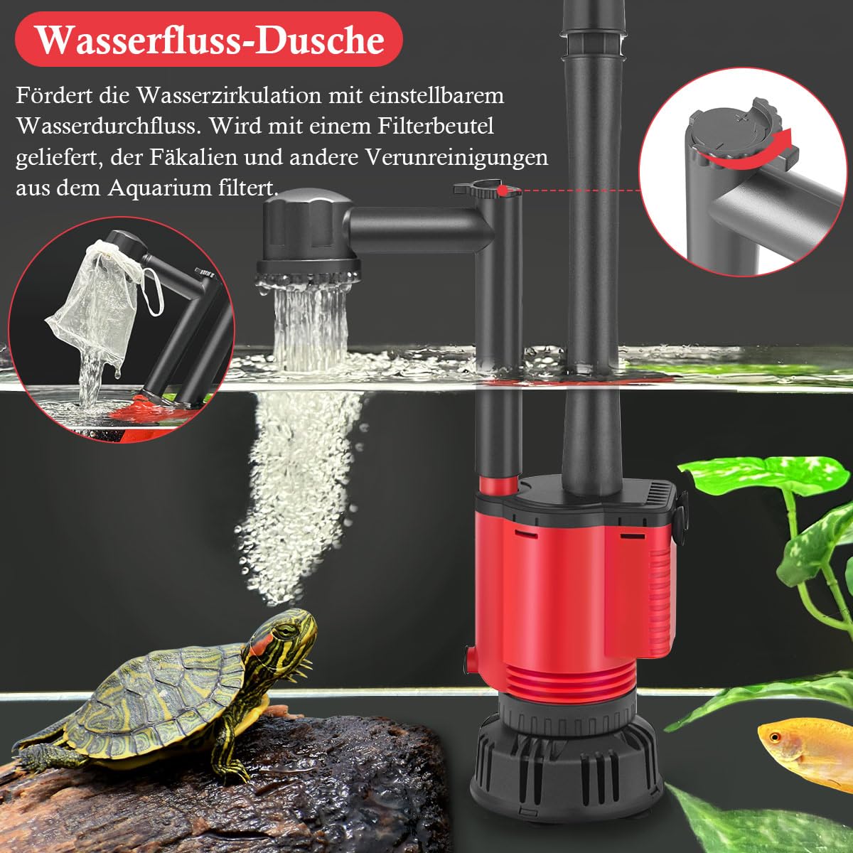 FEDOUR 30W Aquarium-Kiesreiniger, Multifunktioneller elektrischer Aquarium-Wasserwechsler, herausnehmbarer Vakuum-Sandwäscher, Algenreiniger, Wasserdusche-Set