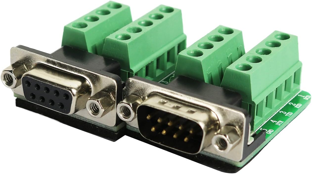 Twinklebay DB9 Breakout Connector RS232 Serial 9 Pin Connector Db9 Terminal (Male x 1, Female x 1)
