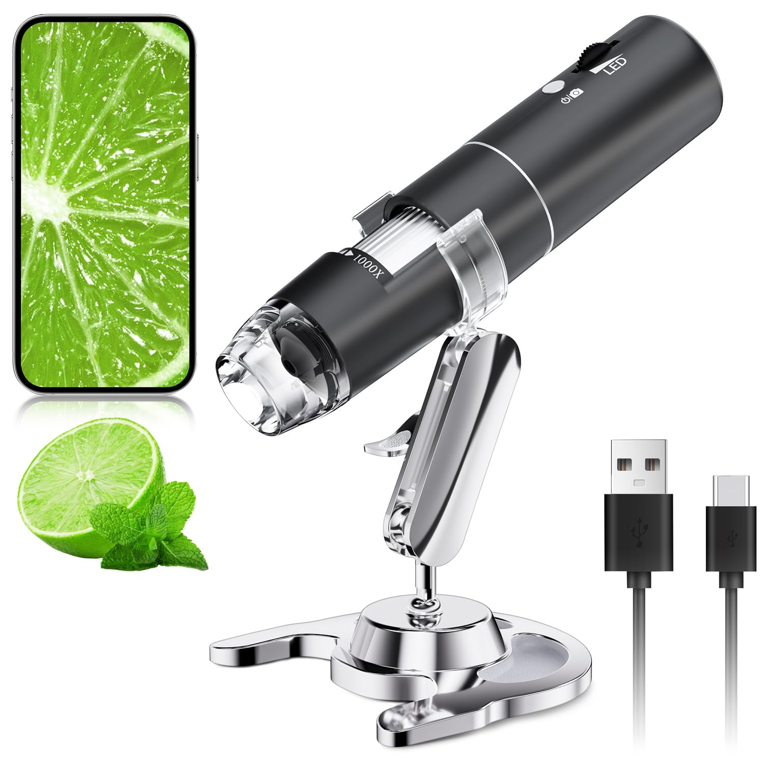 SKYBASIC Wireless Digital Microscope,50X-1000X Magnification WiFi