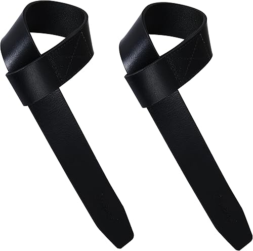 Correas de muñeca de cuero para levantamiento de pesas Juego de 2, empuñaduras de cuero genuino de 20 pulgadas para levantamientos pesados Suaves,