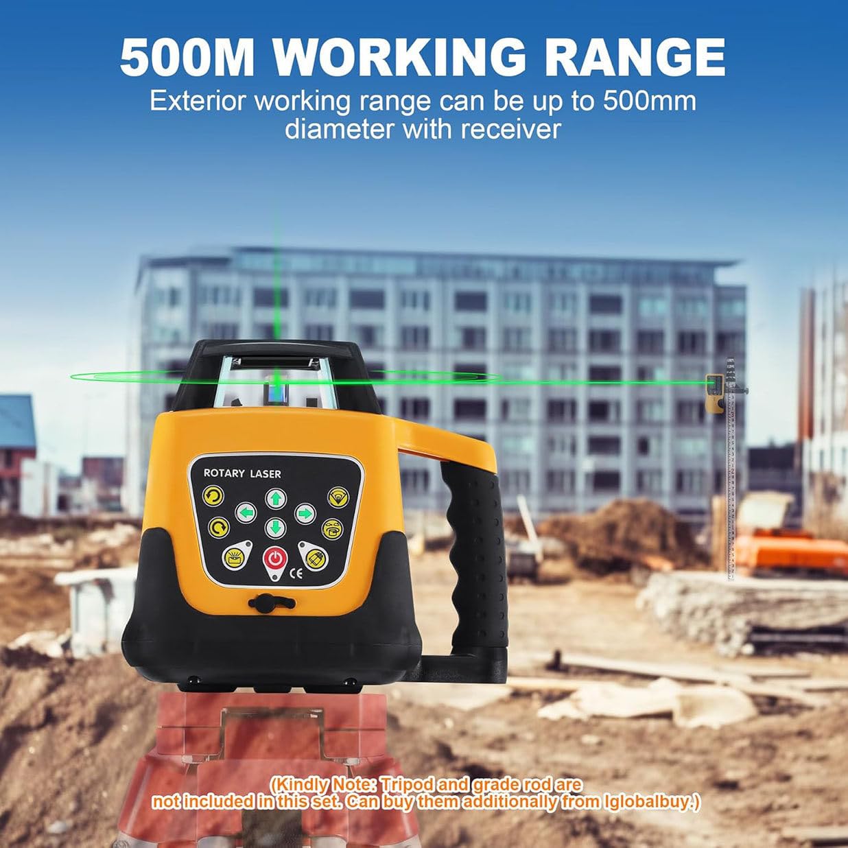 Zestaw automatycznych, elektronicznych, samopoziomujących, obrotowych poziomic laserowych 360°, narzędzie do pomiaru pionowego, poziomego i poprzecznego 500 m (RedBeam)