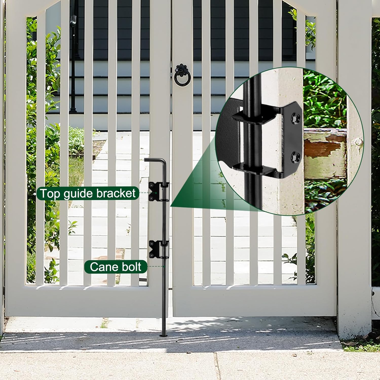 uxcell 36" Cane Bolt Gate Drop Rod, 2pcs Steel Gate Hardware Ground Latch for Wood Fences, Drop Pin for Holding Gate to The Ground, Black