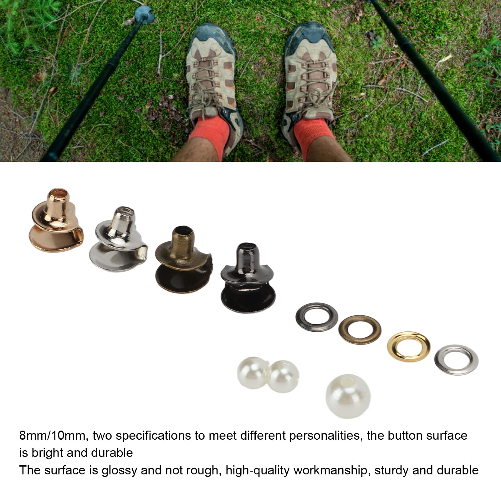 Shoelace Hook, Pure Copper Round U Shaped Boot Lace Hooks Installation Tool Shoes Eyelets Buckles for Climb Hiking Shoes Work Outdoor Mountaineering Boots (10mm)