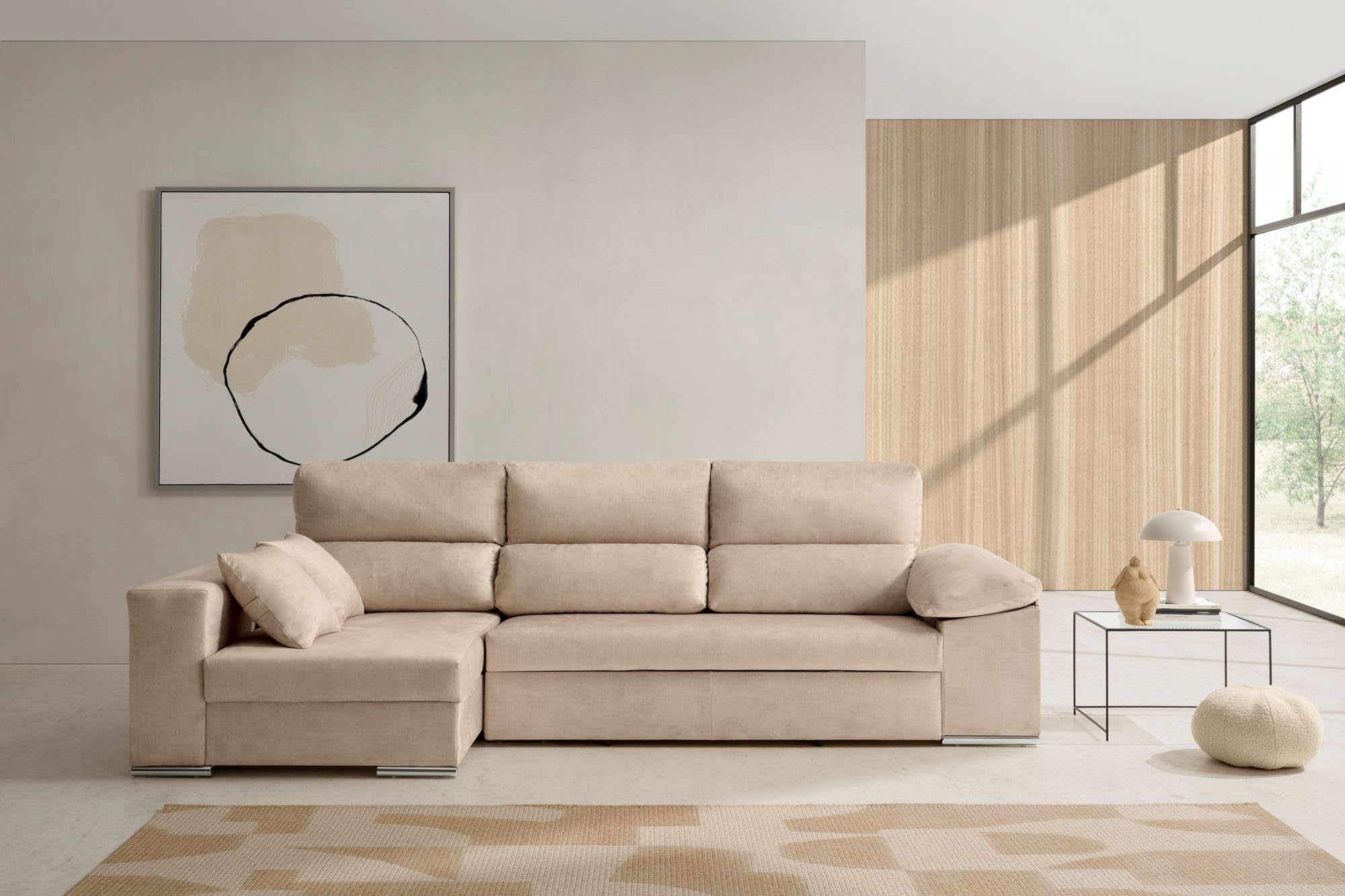 Sofa Chaise Longue Cama con Arcón Giulia Beige Izquierda