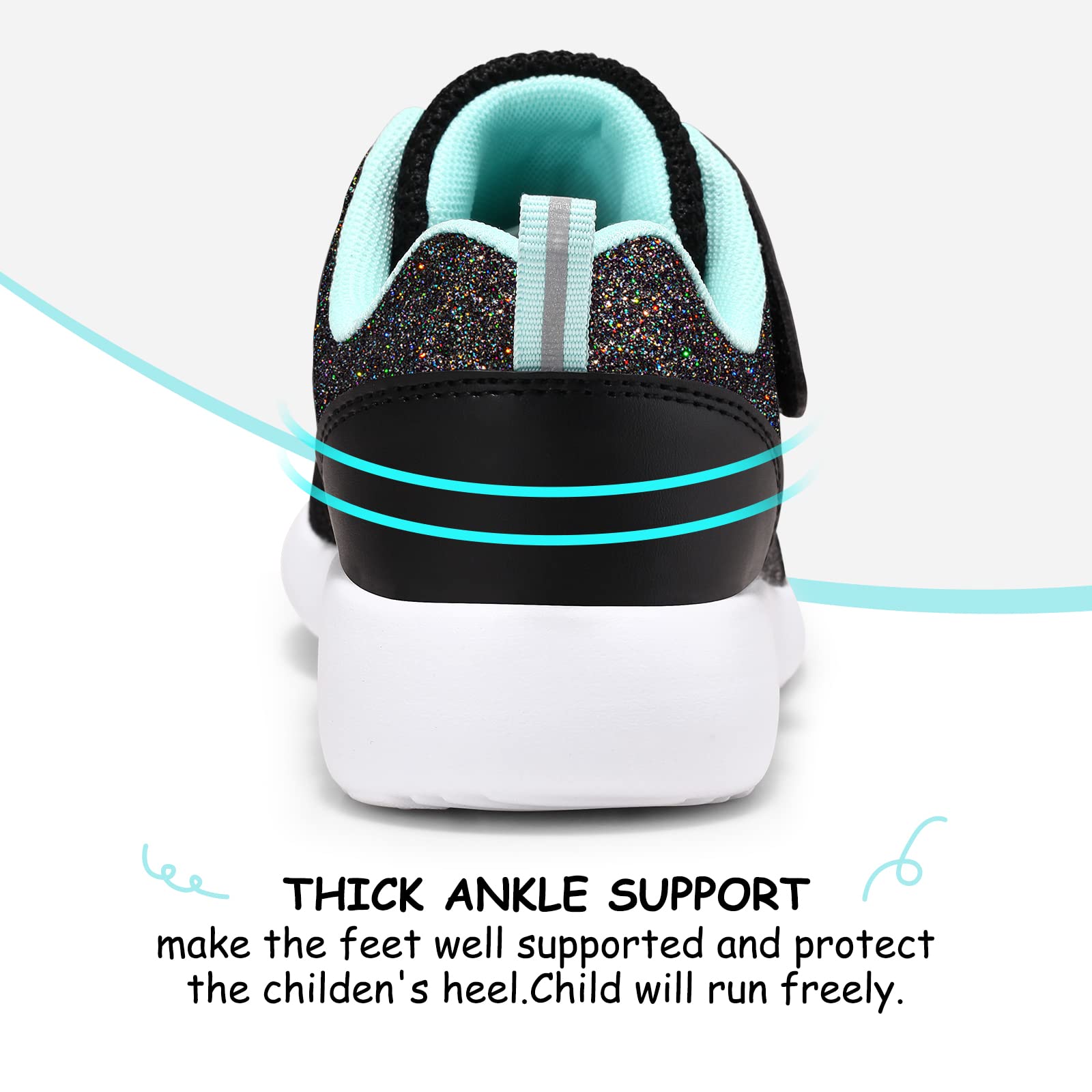 Harvest Land Girls Trainers Kids Athletic Shoes Toddlers Glitter Sneakers Breathable Tennis Running Sports Shoes — view 6