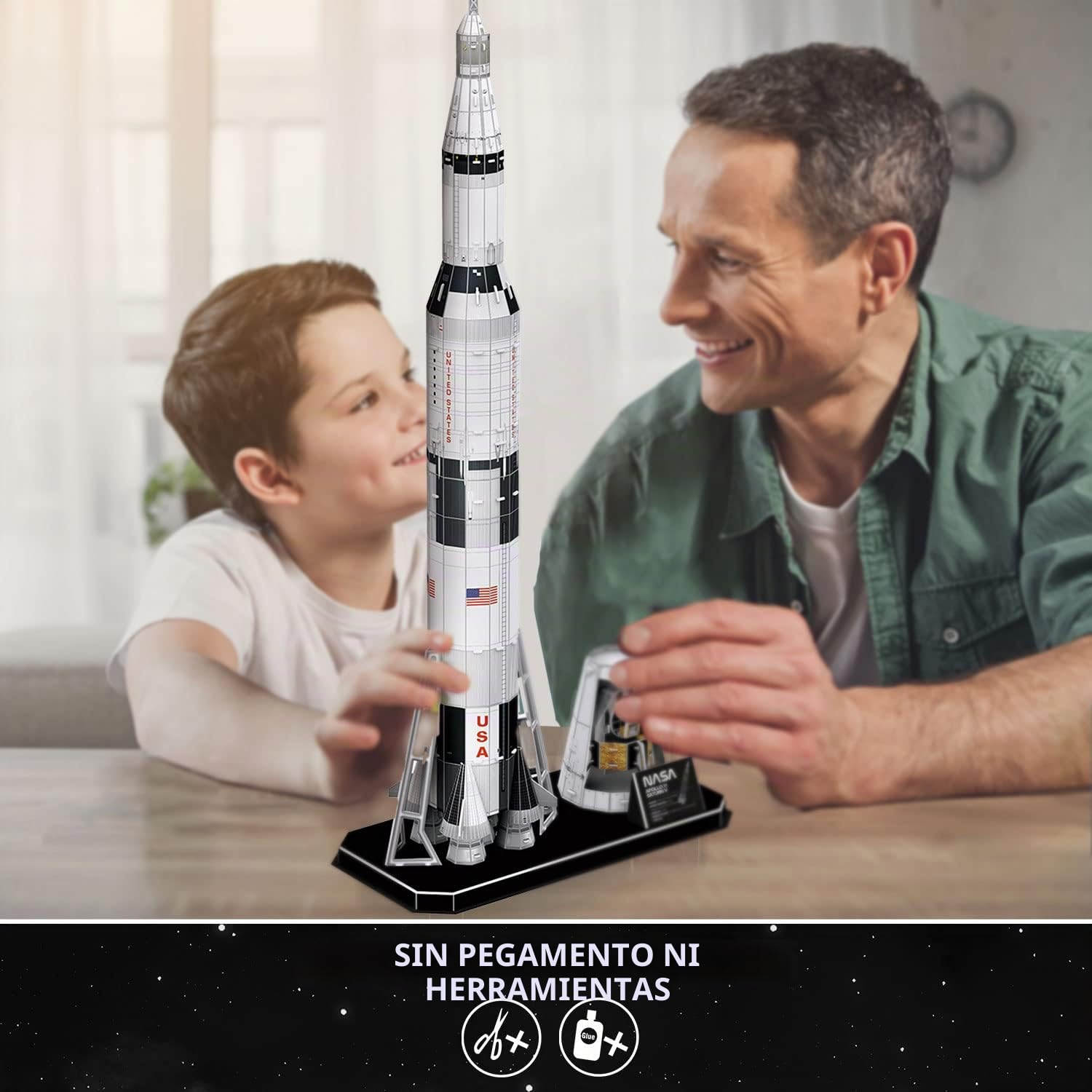 NASA - Puzzle 3D Niños Apollo Saturn V | Maquetas para Construir Adultos Y Niños | Puzzles 3D | Puzzle 3D Adultos | Maquetas para Montar