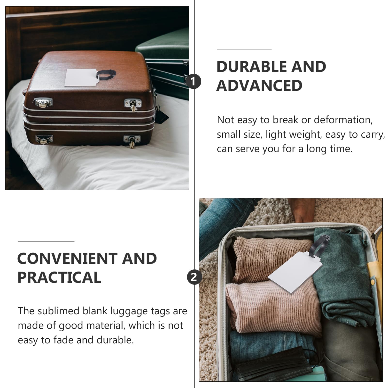 NUOBESTY 5 Sets Thermotransfer Blanko Gepäckanhänger Taschen Faltbare Reisetasche Gepäckabdeckung Kofferanhänger Wärmeübertragung Blanko Anhänger Blanko Namensschilder