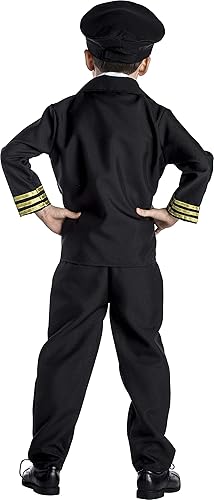 Miniatura 3 de Dress Up America Disfraz de piloto para niños y niñas, uniforme de capitán de aerolínea para niños, juego de rol para niños, Negro -