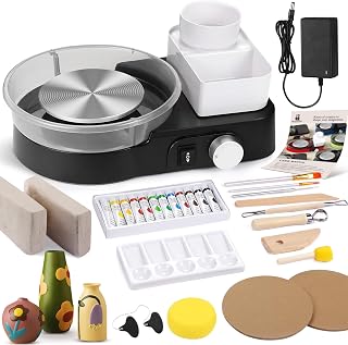 Insnug Mini Pottery Wheel for Adults & Beginners - 6" Turntable, 2.2lb Air Dry Clay Kit, Tools, Storage & Easy Clean (Black)