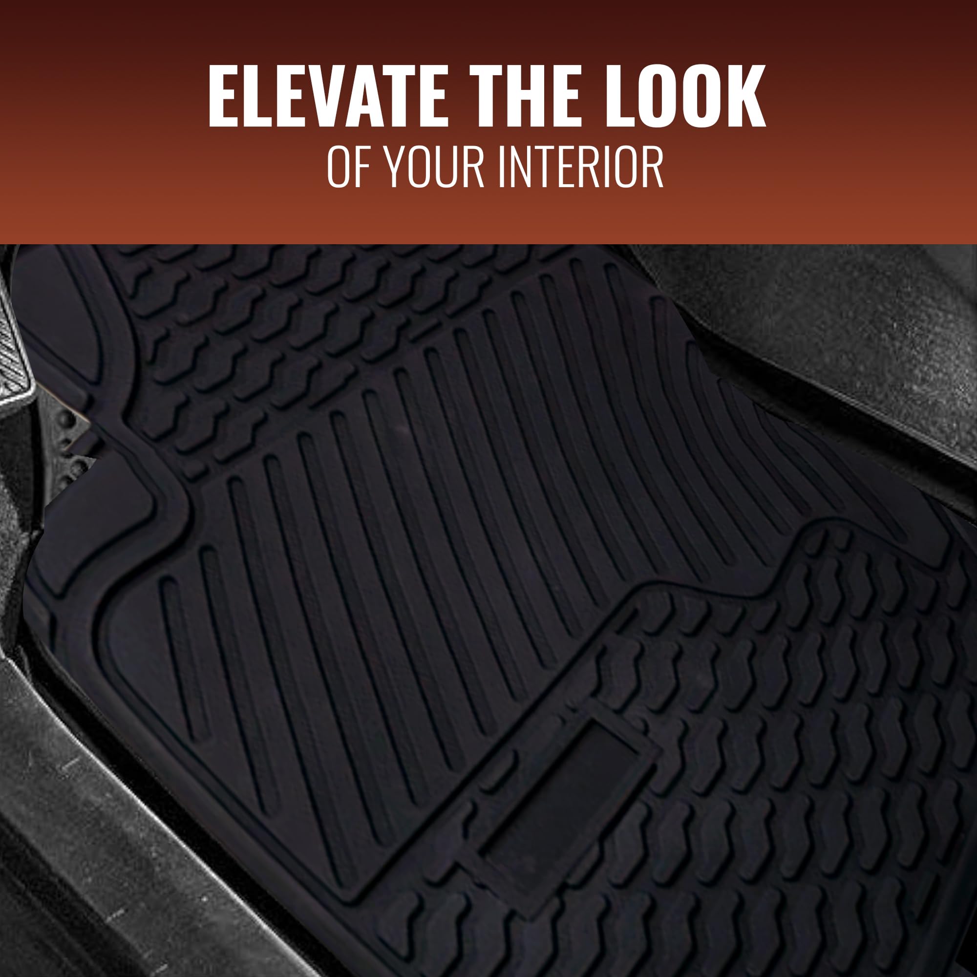 NEEDZ UltraGuard Floor Mats for Cars Trucks and SUVs HydroShield Waterproof Weather-Resistant Sturdy Rubber Customizable Trim-to-Fit Protection Anti-Slip — view 2
