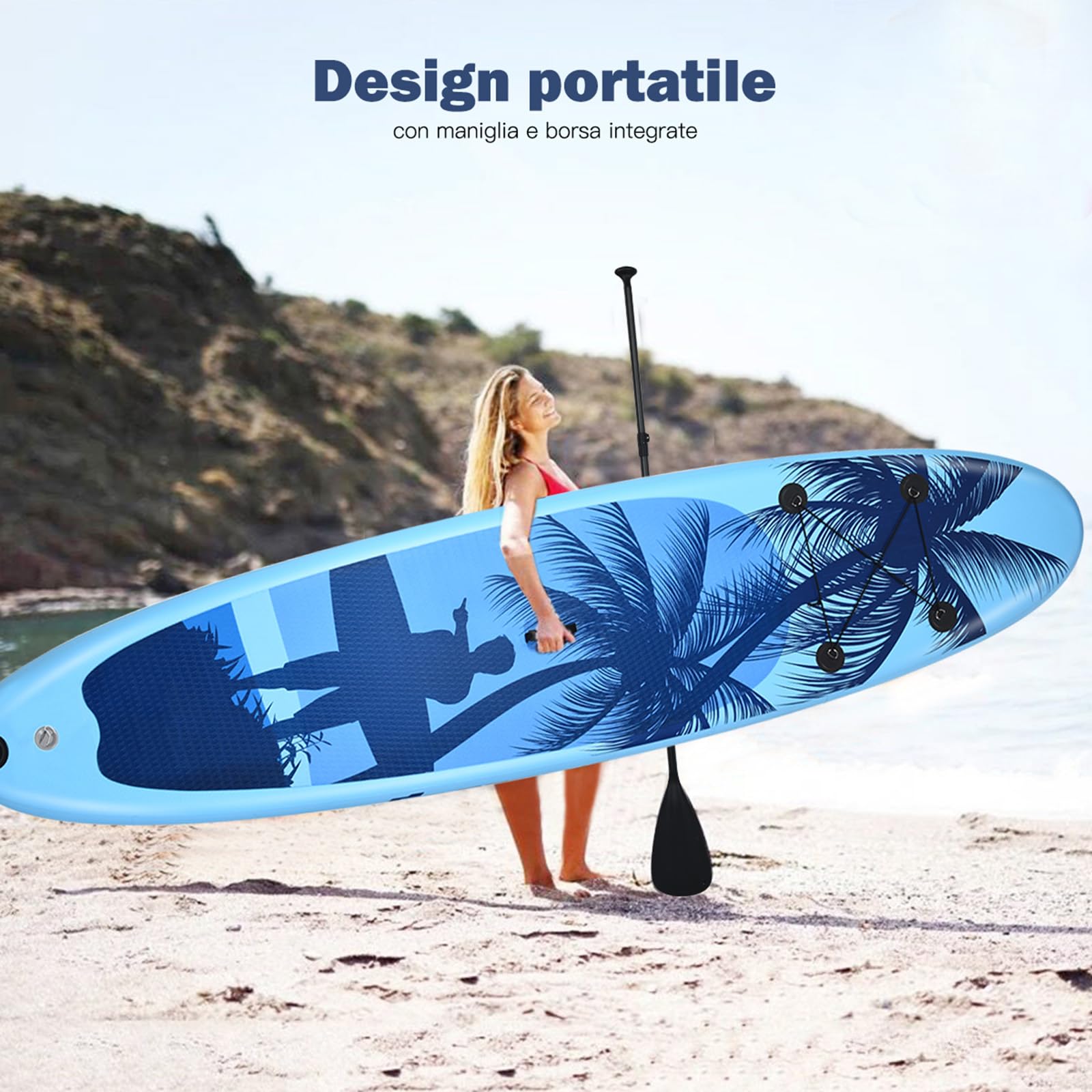 COSTWAY SUP Stand Up Paddle Board Tavola da SUP Gonfiabile con Borsa e Pinne