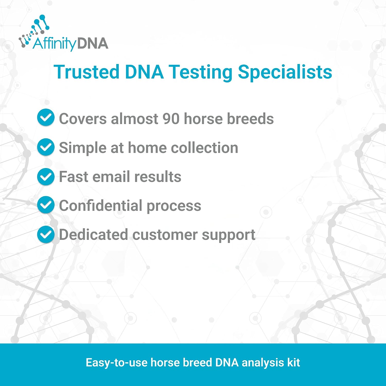Horse Breed Test Kit USA | At Home Equine DNA Analysis Service | Covers Almost 90 Horse Breeds & Breed Groups | Easy Sample Collection Kit with Email Results