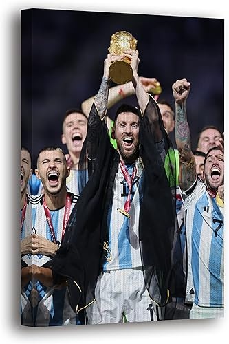 SpiritualHands Póster de Lionel Messi, lienzo artístico de pared de Messi Argentina, carteles de fútbol de Leo Messi para dormitorio de niños,