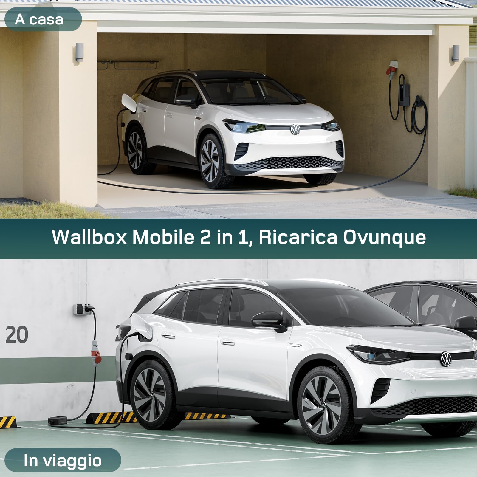 dé Wallbox 11kW App [Trifase| 7m| 6-16A] Cavo Ricarica Auto Elettrica Tipo 2 CEE 11kW, Stazione Carichino Auto elettrica Mobile Compatibile con Model Y, Model 3 e Altri EV/PHEV