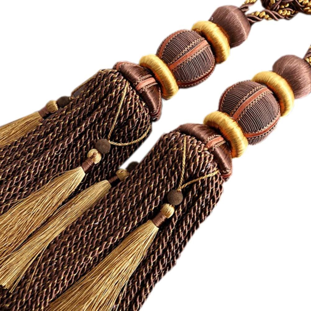 1 Pair European Style Tassel Curtain Tiebacks Curtain Curtain Accessories Curtain Rope Tiebacks with Tassels (Dark Coffee)