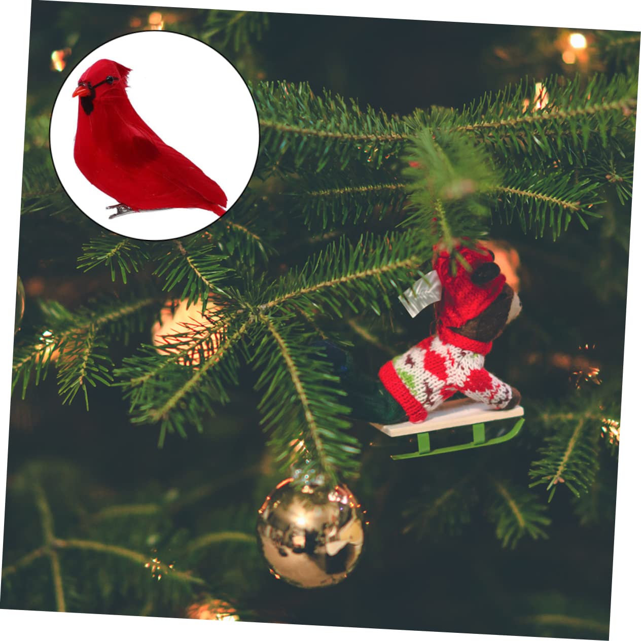 12pezzi Statua di Uccelli Natalizi con Clip Decorazione Realistica per Albero di Natale Figura di Uccelli Cardinali Natalizi Statuina per Ghirlande e Composizioni