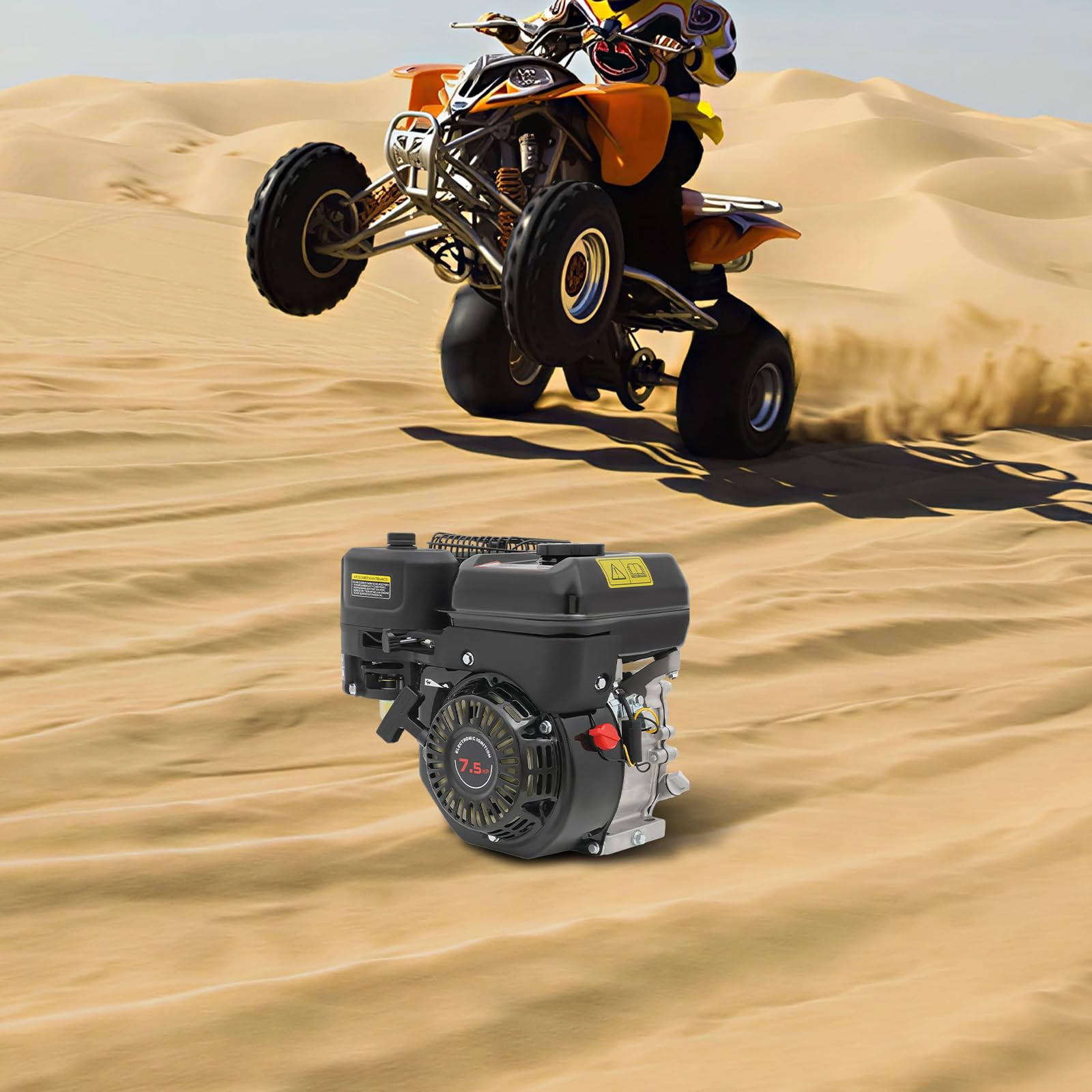 Motore a benzina, 7,5 CV, 4 tempi, 212 cc, monocilindrico, raffreddato ad aria, avviamento a fune, motore a benzina con silenziatore, per pompa dell'acqua e tosaerba, generatore, serbatoio da 3,6 l