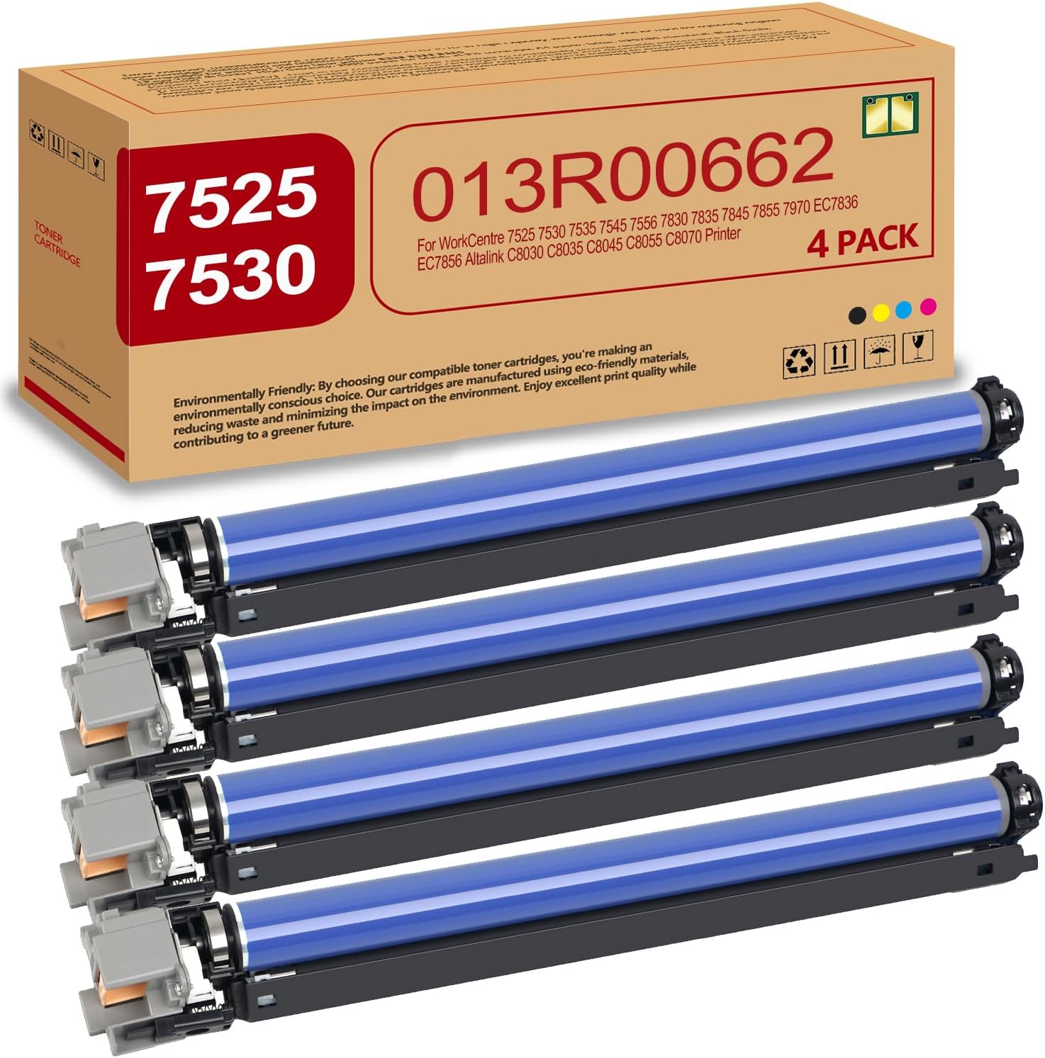 4PK 013R00662 Drum Cartridge Unit Replacement for Xerox WorkCentre 7525 7530 7535 7545 7556 7830 7835 7845 7855 7970 EC7836 EC7856 Altalink C8030 C8035 C8045 C8055 C8070 Printer