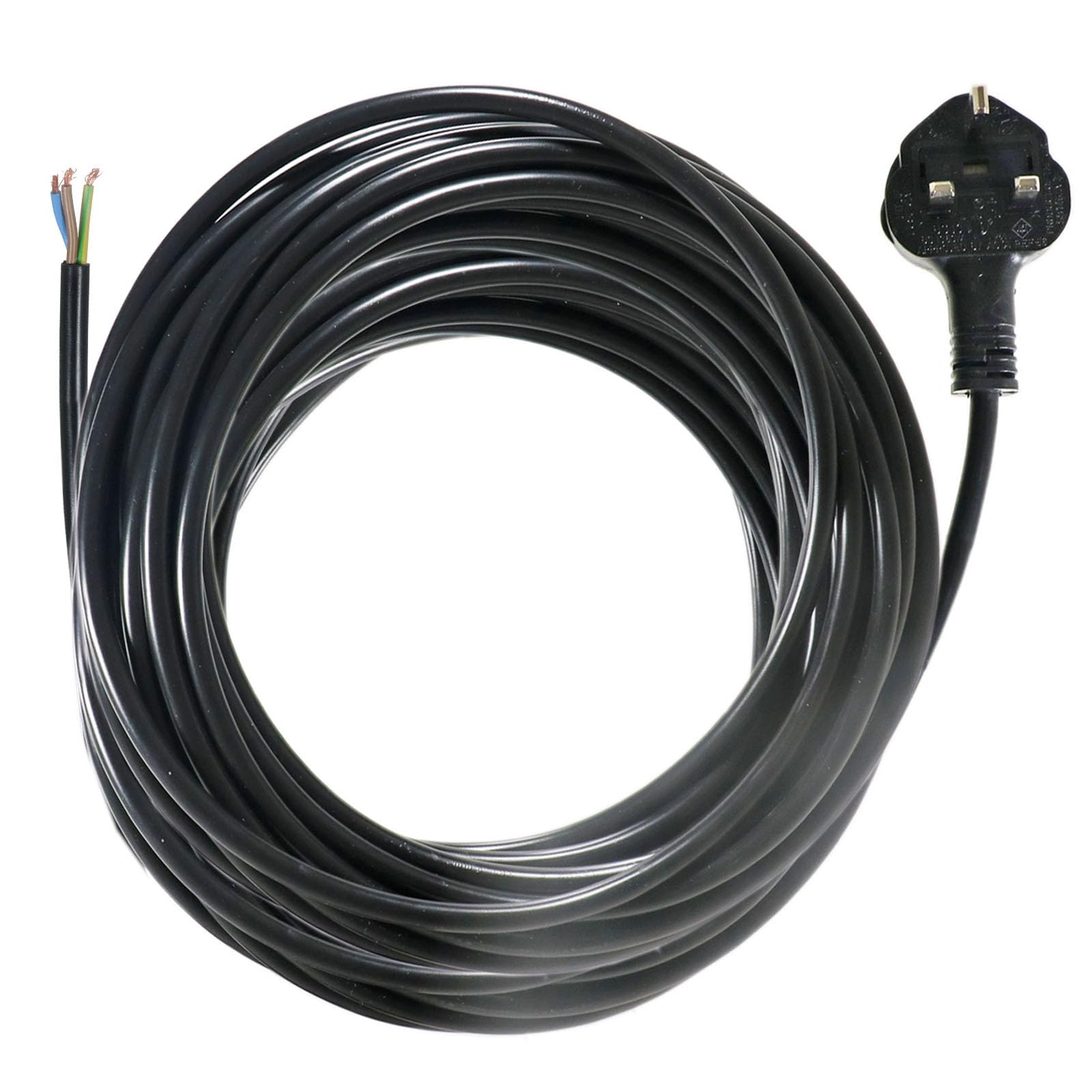SPARES2GO Universal Cable 3 Core 13A 1.5mm UK Plug for Outdoor Garden Patio Heater Lighting Hot Tub Submersible Pond Pump (Black, 10m)