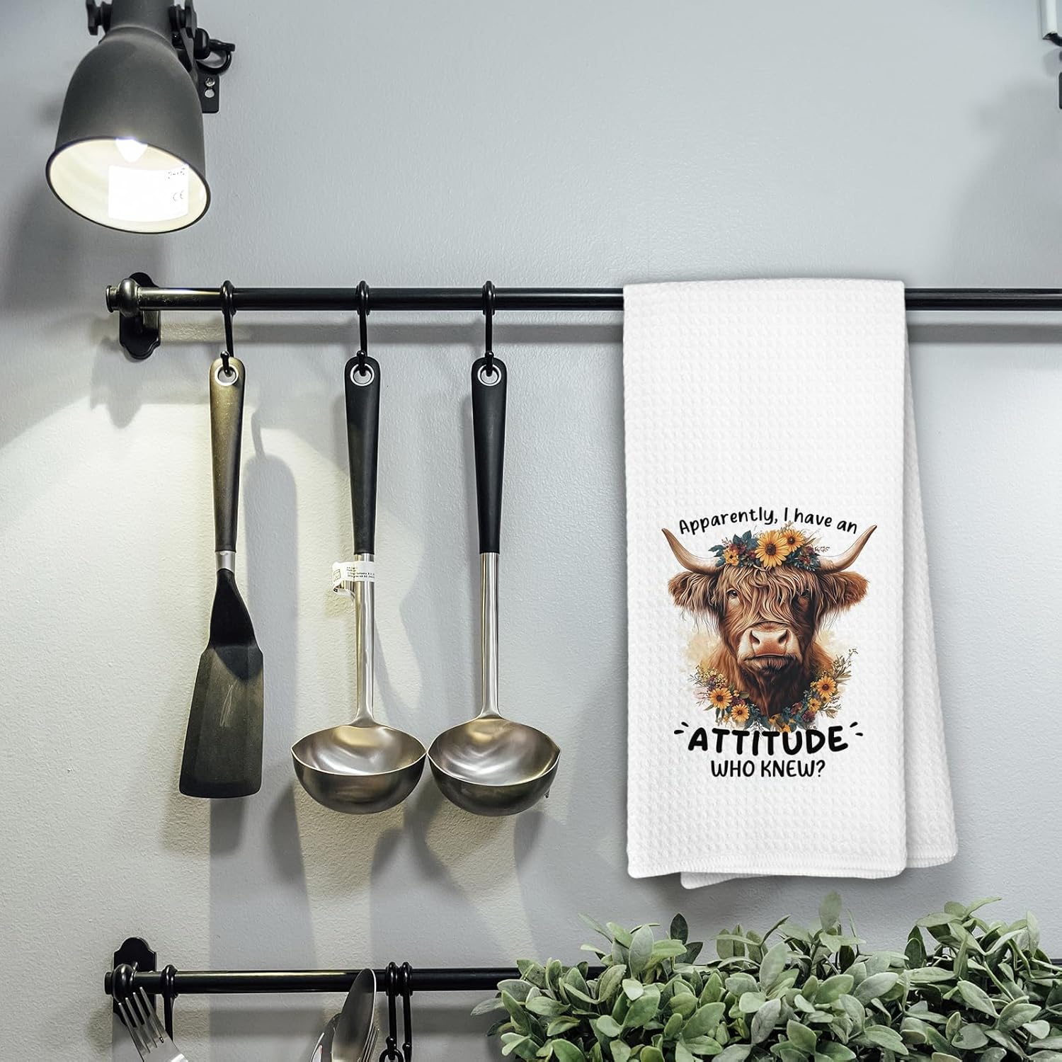 Highland Cow Bathroom Towels - Werstern Farmhouse Highland Cow Hand Towels for Kitchen，Apparently I Have an Attitude Who Knew - Image 4