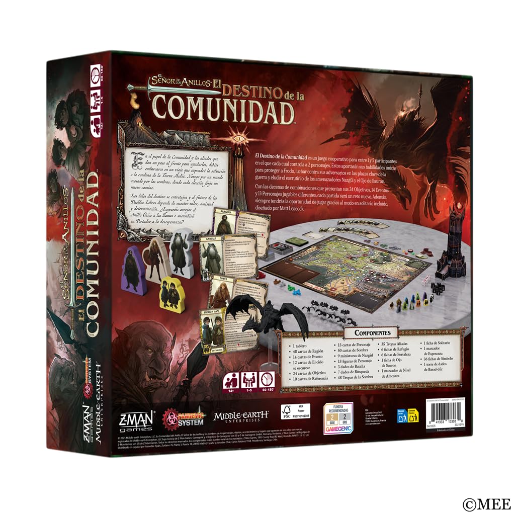 Asmodee El Señor de los Anillos: El Destino de la Comunidad, Juego de Mesa cooperativo 1-5 Jugadores, Edición en Español