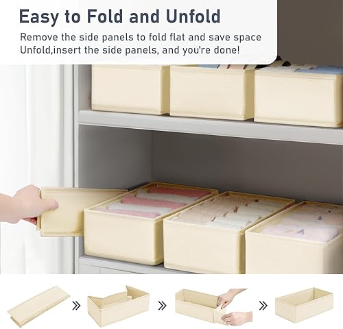 Miniatura 7 de DIMJ Organizador de cajones, organizador de ropa pequeño, juego de 3, separadores de cajones para ropa de bebé, ropa interior, calcetines, brasier,