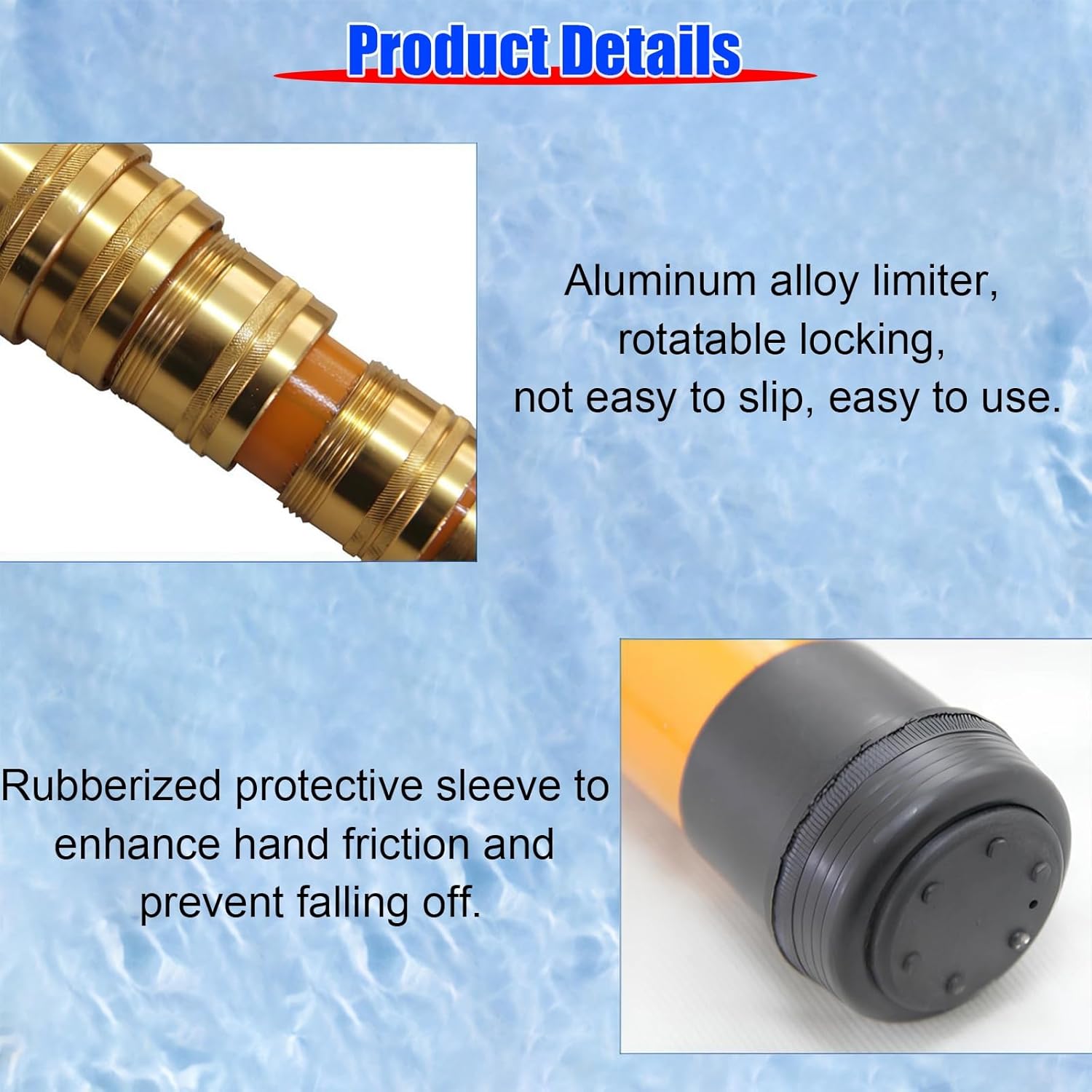 Versatile Telescoping Boat Hook with Non-Slip Rubber Handle - 13, 16, 20 Ft Adjustable Pole for Docking, Water(Blue,2Setx4m)