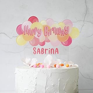 Cake Topper - Balloon Cake Topper - Pink Balloons - Personalised Cake Topper - Any Text - Balloon Arch - Balloon Bunting - Birthday Cake