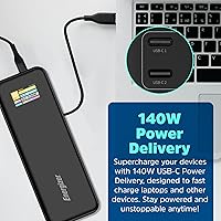 Vista 3 de Energizer Power Bank 27000mAh with PD 140W USB-C Outputs Fast Charging Battery Pack USB-A 30W with Intelligent Digital LCD Display for Laptop
