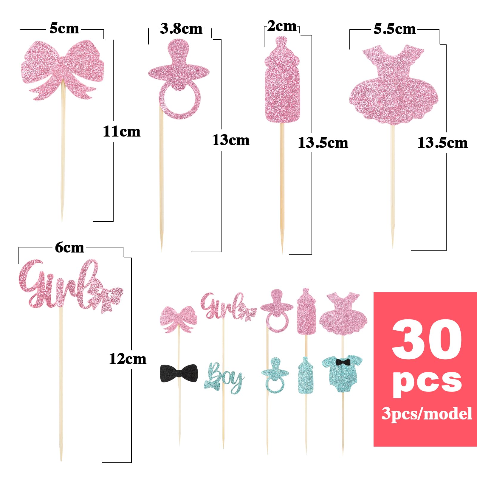 MEZHEN Gender Reveal Kuchendeko – 25 Stück Cupcake Topper Mit ‚Boy Or Girl‘ Für Babyparty & Kindergeburtstag
