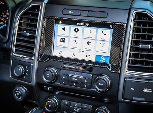 Miniatura 9 de Nicebee Juego de 11 piezas de decoración de tablero de tablero de control central de ABS compatible con Ford Raptor F150 2015-2020 (grano de fibra