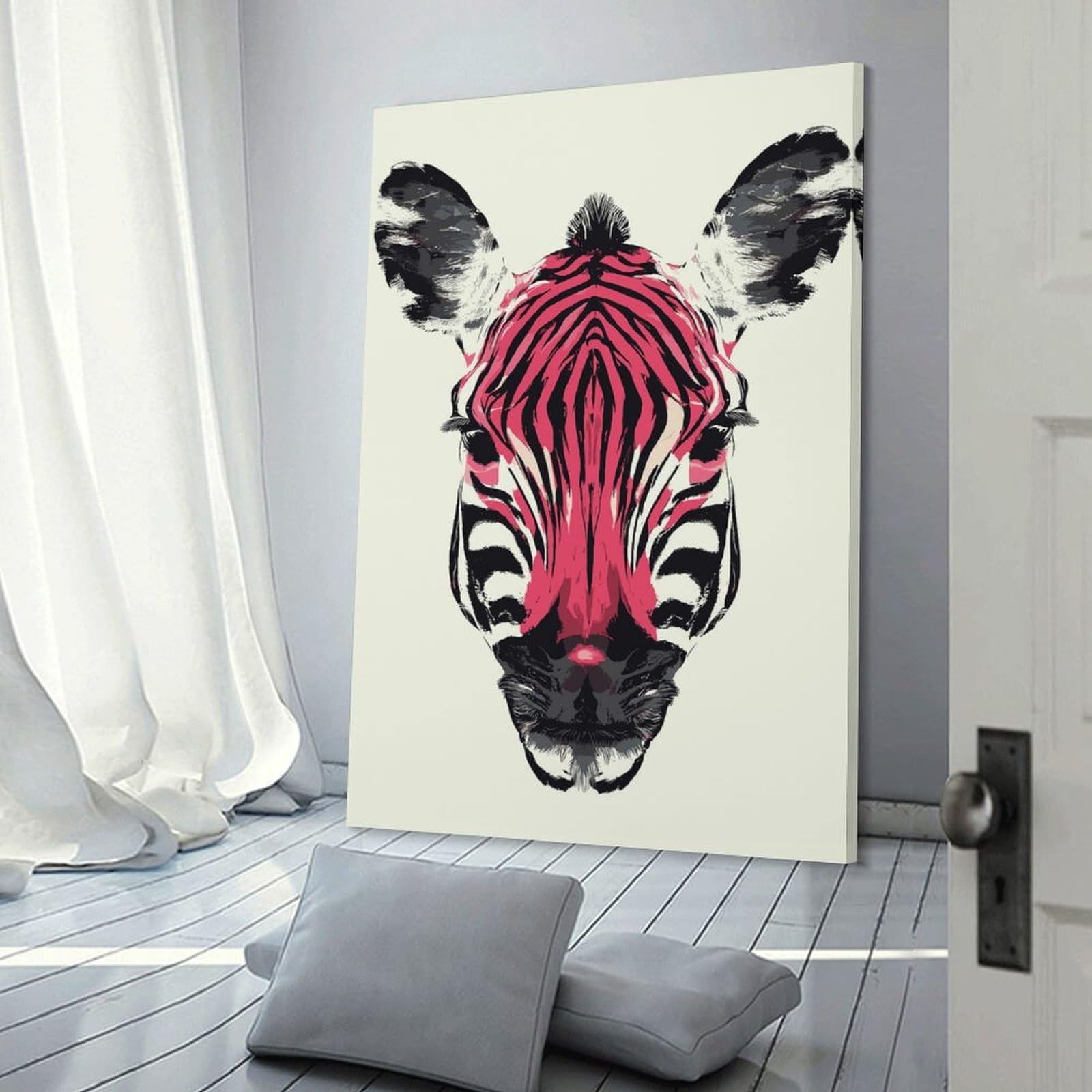 Junmoney Frame-Style-13 Home Decor Wall Art Original Zebra Head Art, 24X36inch(60X90cm), For Bedroom Decor, Cosy Corners Or Studios, Decorative Wall Art For Cosy Rooms