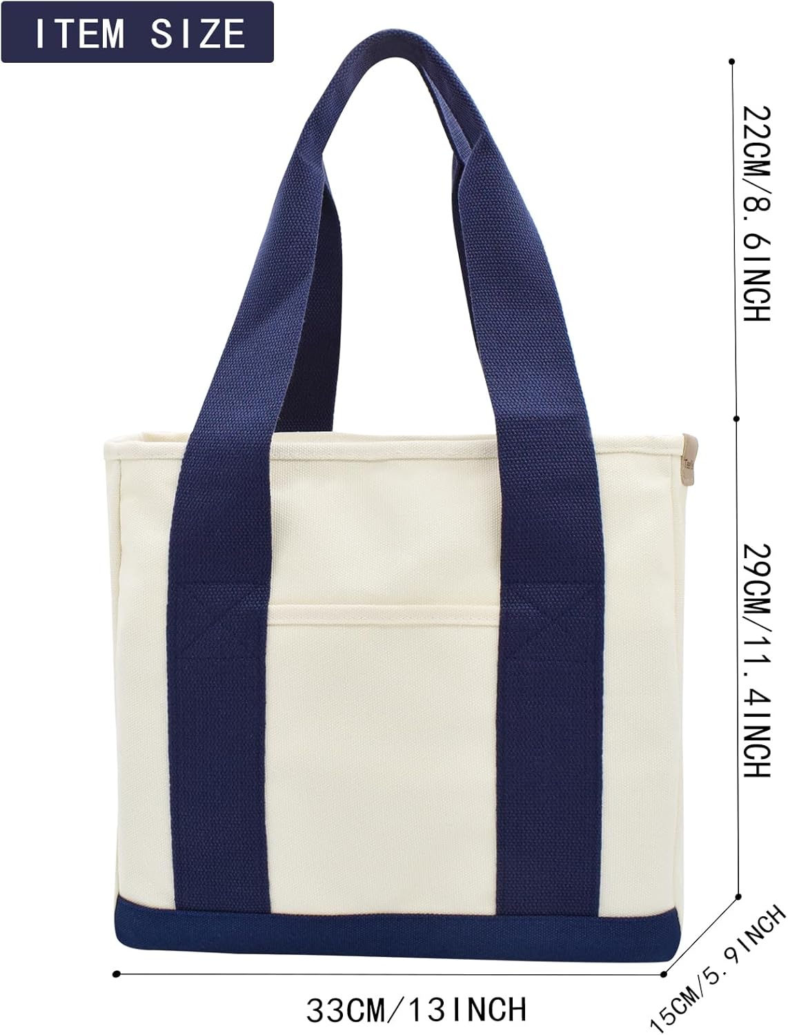 TeeYee 16oz Canvas Tote Bag Casual Multi pockets Handbags Large Capacity Shopping Shoulder Bag with Pocket Bags Work Purses | Shopper bag, Zipper pockets, Unsex design, Organized slots