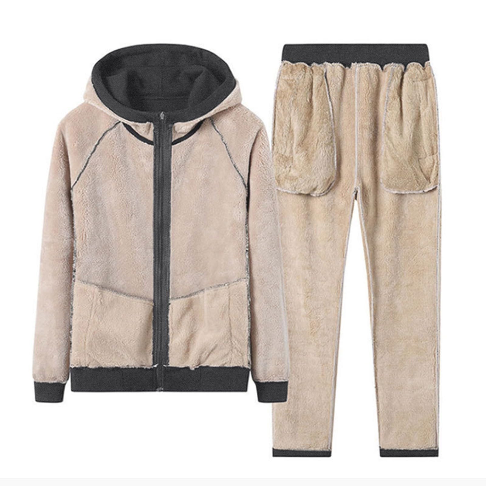 Herren-Loungewear-Fleece-Set, Kapuzenpullover, Jogginghose, 2-teiliges Set