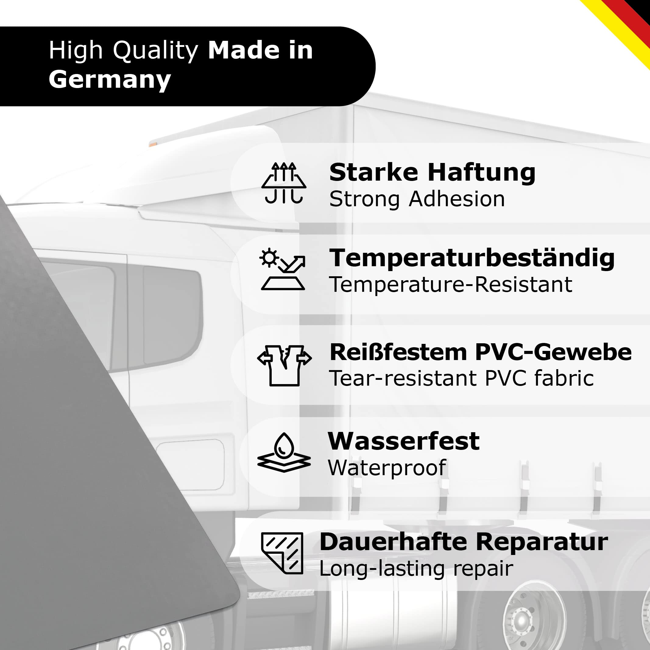 Generisch Planen-Reparatur-Set 31-teilig – Wasserdichte Reparatur-Pflaster in verschiedenen Größen selbstklebend für LKW-Plane, PVC-Plane, Markise, Zelt (RAL 5012 hellblau)
