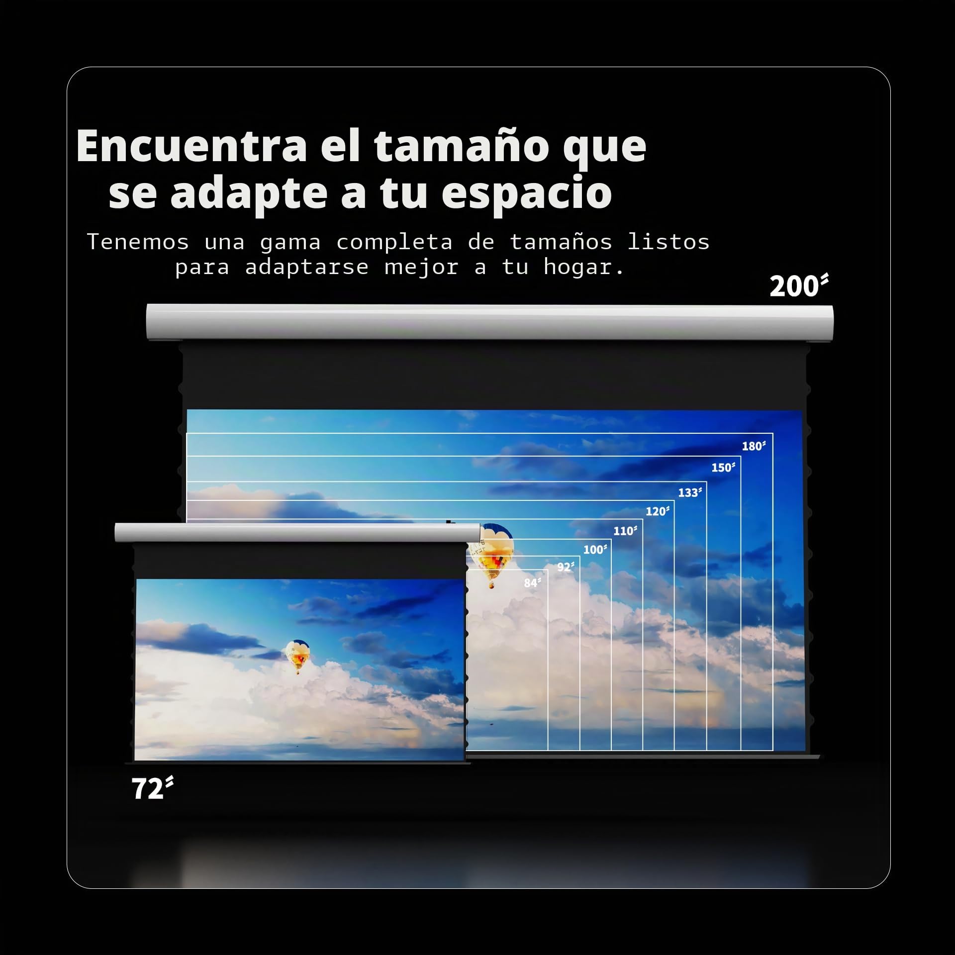 FlowArc Pantalla de Proyección 100 Pulgadas, Eléctrica Motorizada, Black Crystal 4K ALR, Montaje en Pared y Techo, Compatible con Proyectores ST/LT (No UST), para Ambientes Luminosos