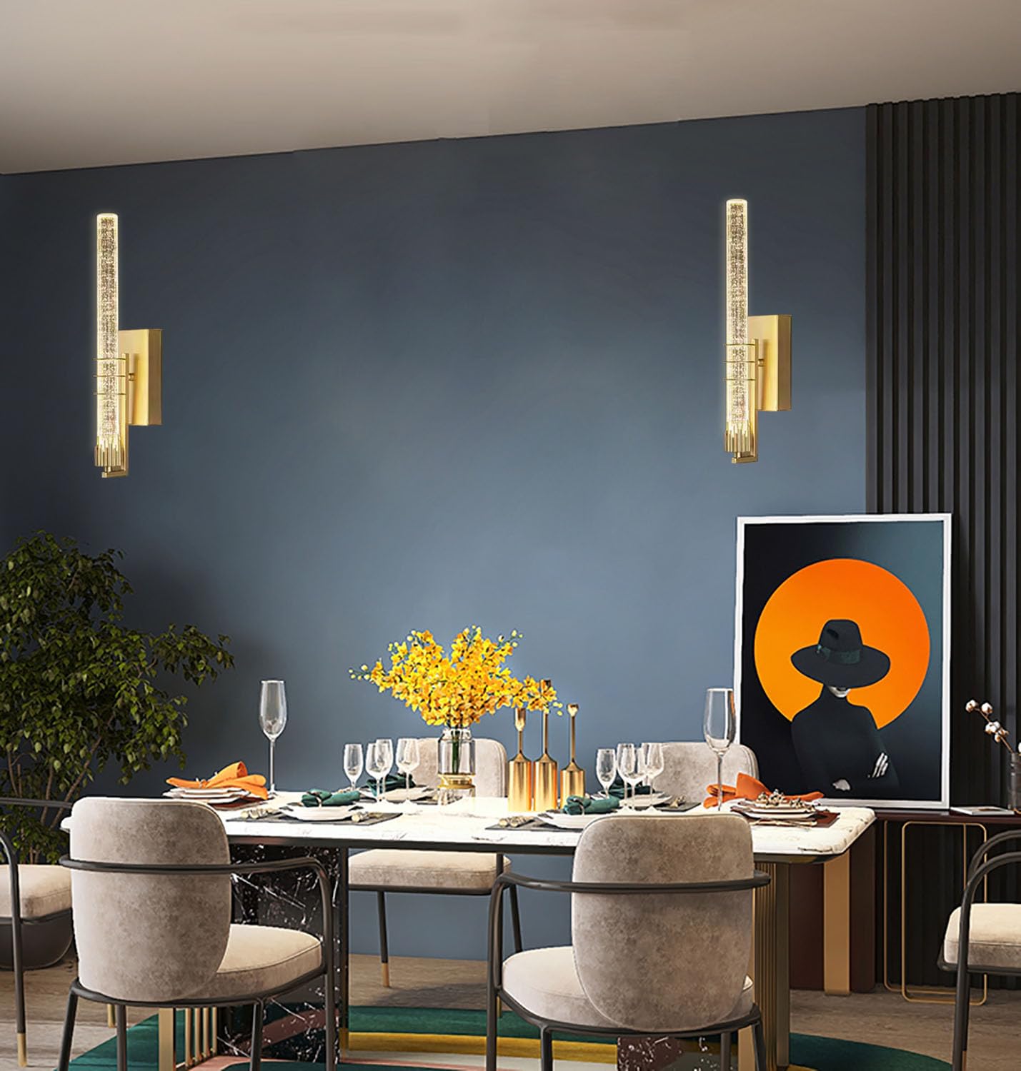 ykolupty Crystal Bubble Column Wall Sconces Gold,Modern Luxury Wall Light Fixtures,Elegant Wall Lighting for Living Room Bedroom Bathroom Hallway Doorway Stairway Bedside