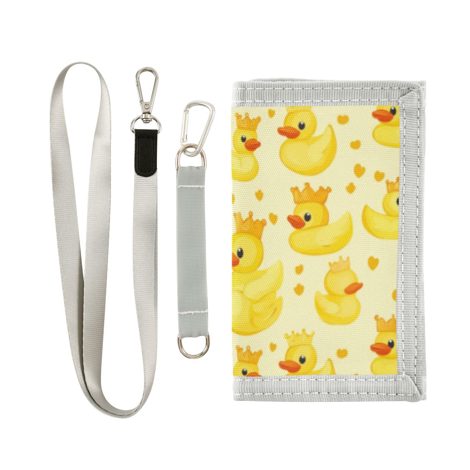 Wusikd Yellow Duck Crown Kids Wallet for Boys Girls Cute Toddler Trifold Wallet Novelty Wallet for Teens Women Men